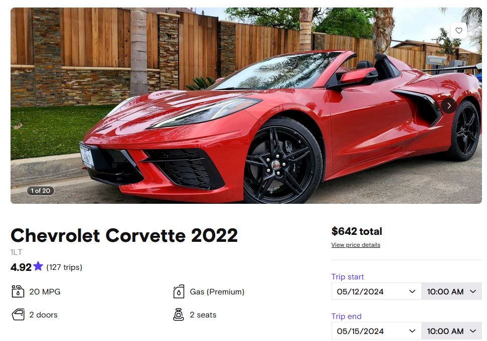 C8 Corvette for rent
