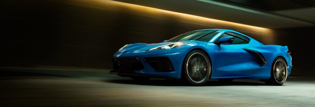 The 2021 Corvette Stingray in Elkhart Lake Blue Metallic. (Image courtesy of GM.)