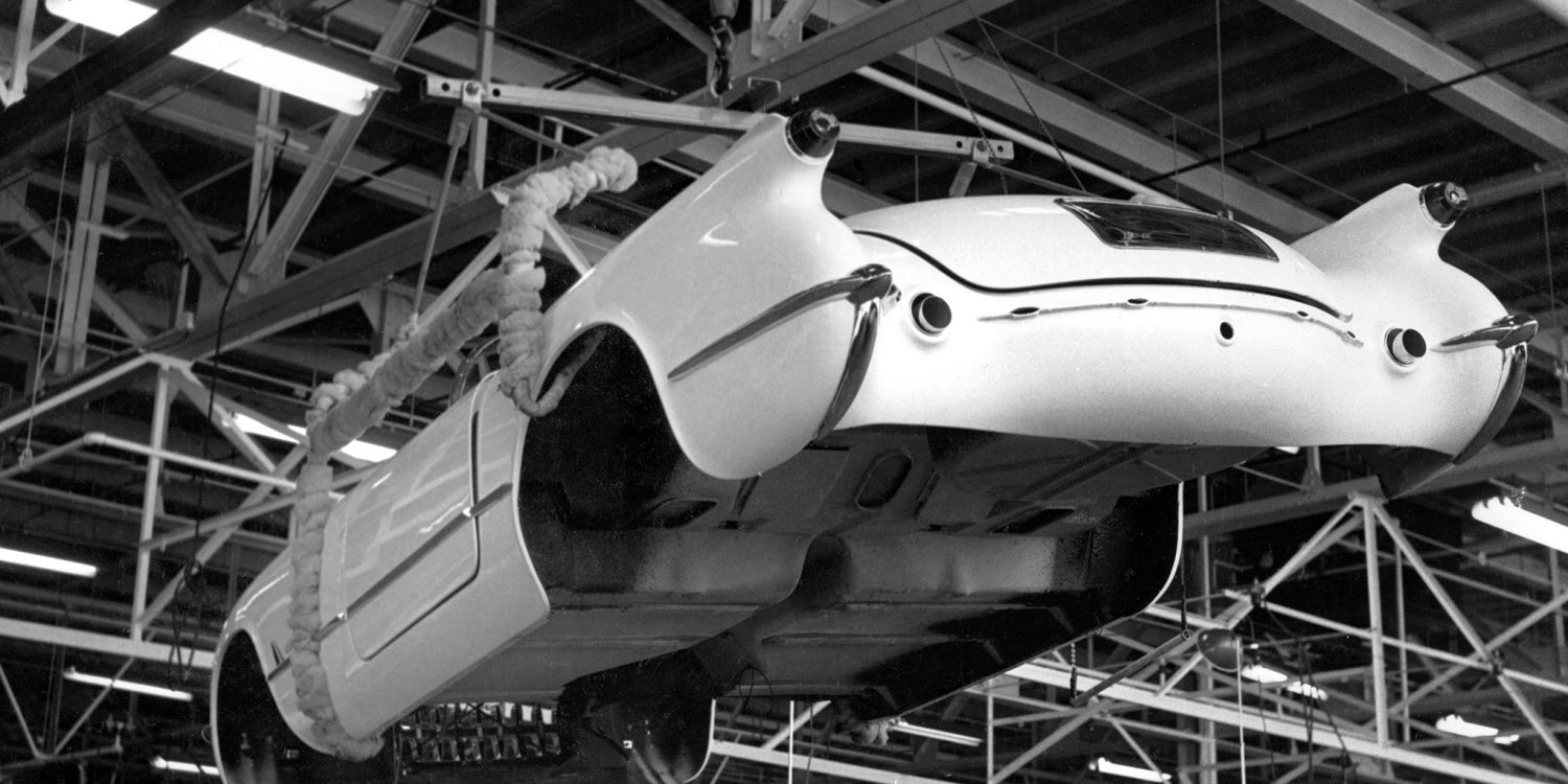 C1 Corvette at an assembly line.