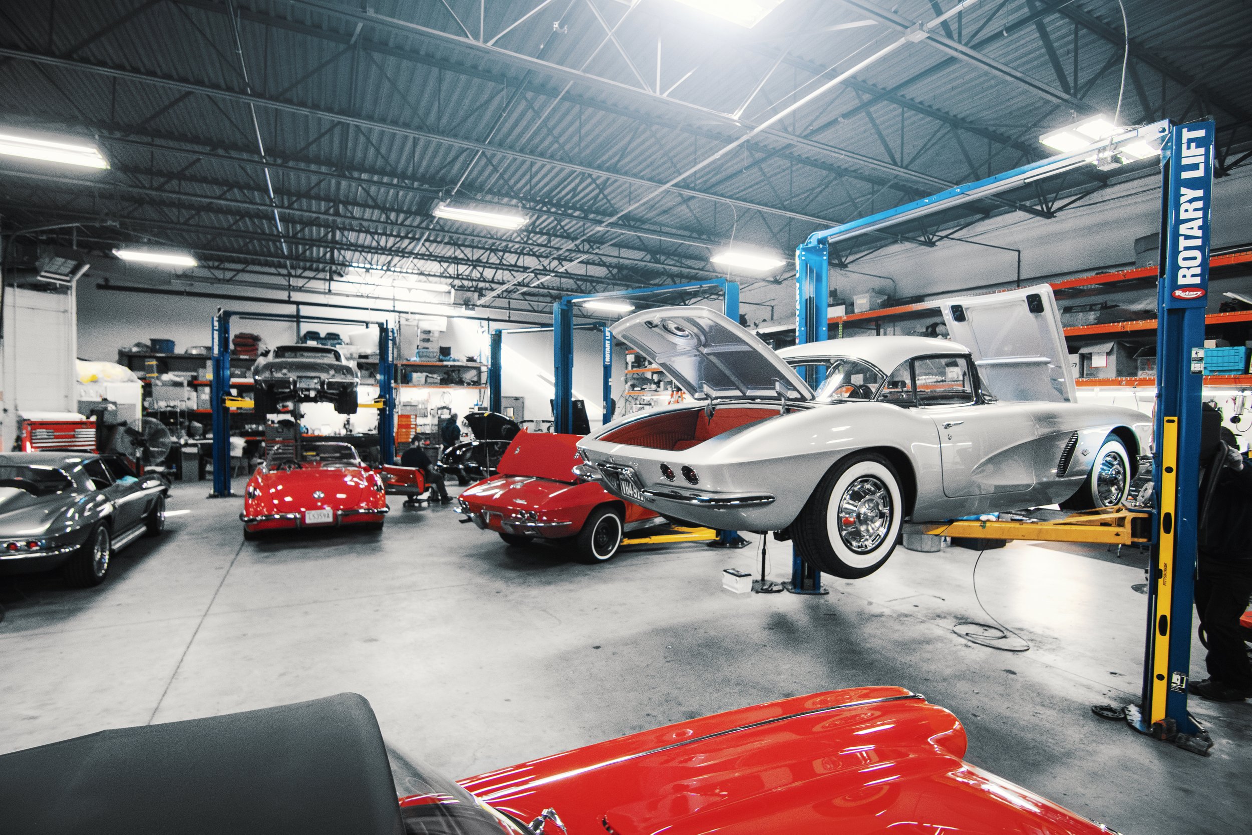 Corvettes in shop