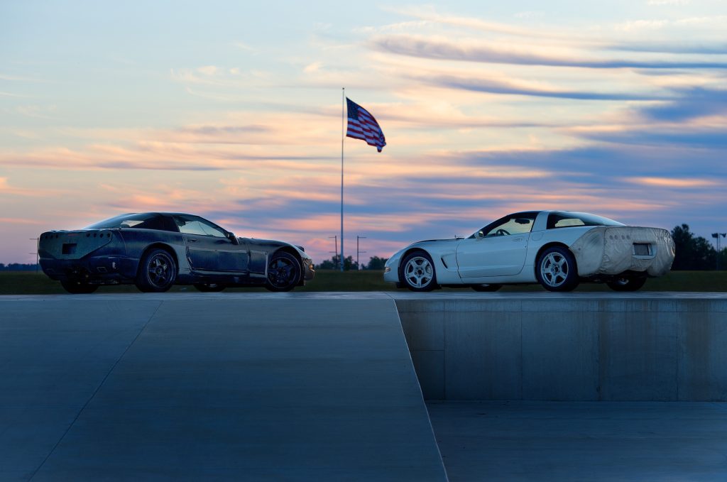 Pictured here are the 1997 C5 Corvette Alpha Build (black car, left), and Beta Build (white car, right). "Alpha" and "Beta" builds are early pre-production cars that are used to test anything from mechanical features on the car to production/assembly processes on the line. In this instance, the C Corvettes pictured here were produced in various stages of fifth-generation production car's development. 